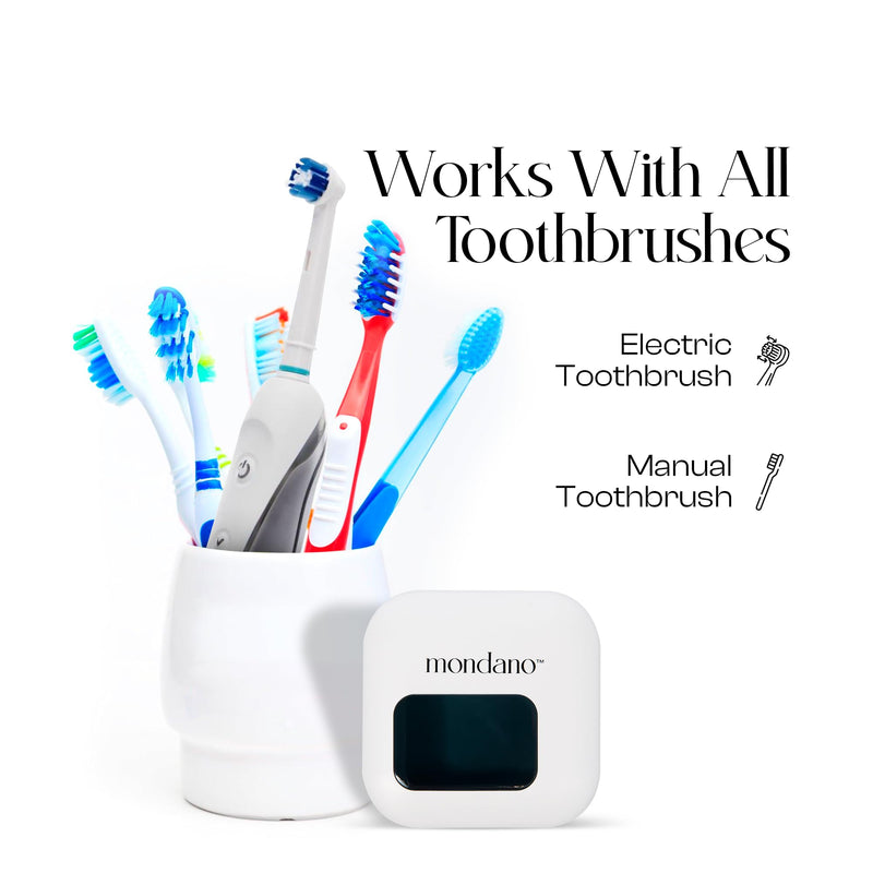 Mondano UV-C Toothbrush Sanitizer and Holder, Toothbrush Case - Manual/Electric Toothbrush Cover for Any Toothbrush Head - Rechargeable Toothbrush Travel Case, Tooth Brush Cover Cap for Home