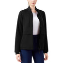 QBK Women's Heavyweight Bonded Fleece Scrub Jacket, Warm Modern Fit Zip-up Front Uniform Coat with 5 Pockets Black- Size 2X
