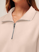WIHOLL Half Zip Pullover Women Cropped Sweatshirt Hoodies Quarter Zip Clothes Lightweight Airport Travel Outfits Fall Winter Warm Sweater Apricot L