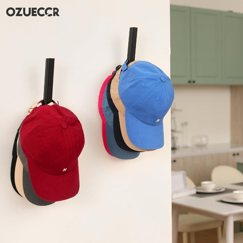 Ozueccr Hat Storage for Baseball caps - Sturdy Space Saving Hat Holder on Wall Display for Hats, Bags, Clothes, Towels - Easy to Install Screw-in Wall Hat Rack Storage Organizer Hanger