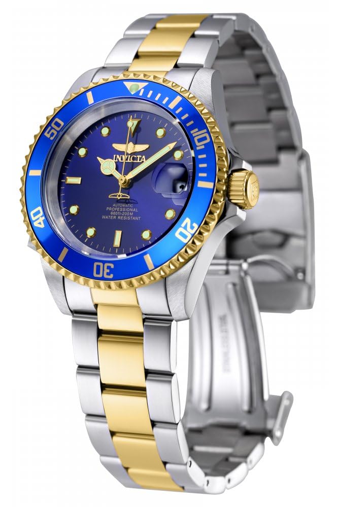 Invicta Men's Pro Diver 40mm Steel and Gold Tone Stainless Steel Automatic Watch with Coin Edge Bezel, Two Tone/Blue (Model: 8928OB)