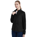 QBK Women's Heavyweight Bonded Fleece Scrub Jacket, Warm Modern Fit Zip-up Front Uniform Coat with 5 Pockets Black- Size 2X