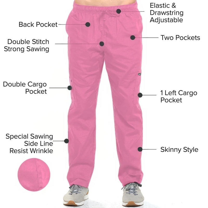 Dagacci Medical Uniform Womens Medical Scrub Set Shirt Top and Pant, Rose_pink, Large, Short Sleeve