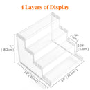 Lifewit 4 Tier Clear Display Risers Stand, Plastic Organizers for Figures, Cupcake, Perfume, Dessert, Desktop Display Stand for Organize and Decoration