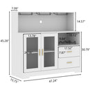 Auromie Wine Bar Cabinet with LED Light, Home Coffee Cabinet with Wine and Glass Rack, Kitchen Buffet Sideboard with Storage Cabinet&Drawers, Modern Liquor Cabinet for Living Room Dining Room (White)