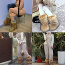 Valpeak Snow Boots for Women 2023 Furry Boots Winter Knee High Flat Heel Fluffy Faux Fur Boots(Light Gray,10)