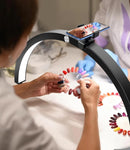 Half Moon Light for Nail Desk with Phone Holder, 29In 40W Nail Tech Light, Nail Table Lamp with Wire Controller & Remote, 7 Color Modes, 10 Brightness for Beauty/Eyelashes/Tattoos/Crafts