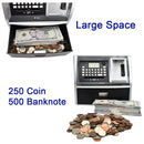 ATM Savings Bank with Debit Card, Electronic Piggy Bank for Real Money, Coin Recognition, Targets Setting, Password Login, Voice Prompt, Great Gift for Boys Girls (Black/Silver)