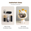 FIALAME Key Bowl for Entryway Table, Fortune Cat Statue Candy Dish for Office Desk Art Home Decor (White)