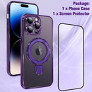 OOK Magnetic Case for iPhone 14 Pro Max Full Body Protection Case Purple | Compatible with MagSafe, Kickstand, Screen Protector, Anti-Scratch, Shockproof Cover, for Women Men