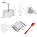 Spam Musubi Mold Kit 6 PCS, Stainless Steel Musubi Press Mold Onigiri Mold Set Rice Ball Mold Masubi Molds Kit Spam Slicer Sushi Making Kit Spam Musubi Maker Kit for DIY Hawaiian Musubi