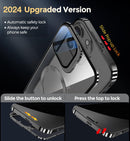 [Camera Invisible Stand & Slide Pop-up Lock] Magnetic Privacy Case for iPhone 15 Pro Max [Compatible with MagSafe] [Full Lens Protection+Invisible Kickstand] Full Body Metal Bumper Cover-Black