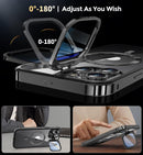 [Camera Invisible Stand & Slide Pop-up Lock] Magnetic Privacy Case for iPhone 15 Pro Max [Compatible with MagSafe] [Full Lens Protection+Invisible Kickstand] Full Body Metal Bumper Cover-Black