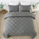 JML 3 Pieces Dark Gray Queen Comforter Set, Soft Microfiber Bedding Set With 1 Comforter and 2 Pillow Cases Suit for All Seasons