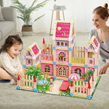 Yexmas 3D Wooden Castle Dollhouse Doll House Puzzles Kit for Kids Ages 6+ Boys & Girl