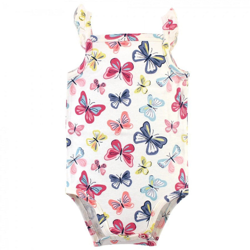 Touched by Nature Baby Girl Organic Cotton Bodysuits 5pk, Bright Butterflies, 12-18 Months