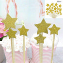Set Of 50Pcs Twinkle Twinkle Little Star Cupcake Toppers Glitter Gold Party Cake Decorations