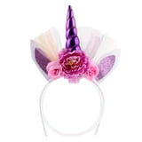 Glitter Unicorn Horn Headband Hair Flowers Animal Ears Headdress Headpiece for Party