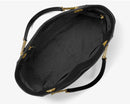 Michael Kors Black Saffiano Leather Jet Set Shoulder Tote with Gold-tone Hardware and Chain Straps