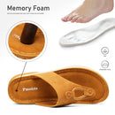 Platform Flip Flops for Women Light Wedge Sandals Fashion Buckle T-Strap Comfort Walking Summer Shoes Brown 9
