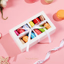 PACKHOME 15 Pack Macaron Boxes for 12, White Macaron Packaging Boxes with Window and Ribbon, 7.2×4×1.9 inches
