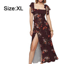 Maxi Dress for Women Dress Wrap Floral Print with Pockets Casual Vintage Tie Straps Beach Dress - XL