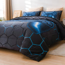 Btargot Gaming Geometric Comforter Set Queen Boys Girls Kids Lightweight Bedding Set -in-a-Bag Blue