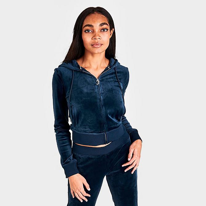 WOMEN'S JUICY COUTURE OG BIG BLING VELOUR ZIP-UP HOODIE