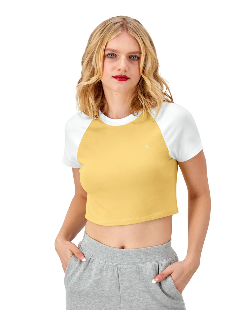 Ringer Tee, Cropped, Colorblocked, C Logo