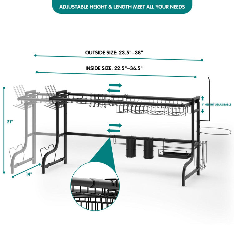 Adjustable Dish Drainer Kitchen Organizer