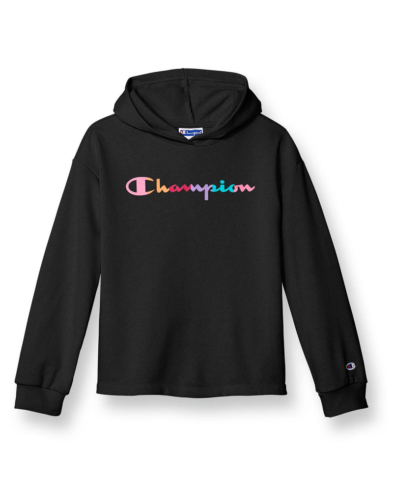 Big Girls' French Terry Hoodie, Classic Rainbow Script