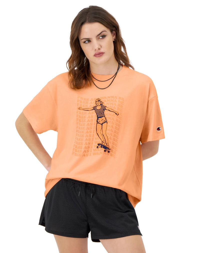 Graphic T-Shirt, 'Free As I Wanna Be' Skater Graphic