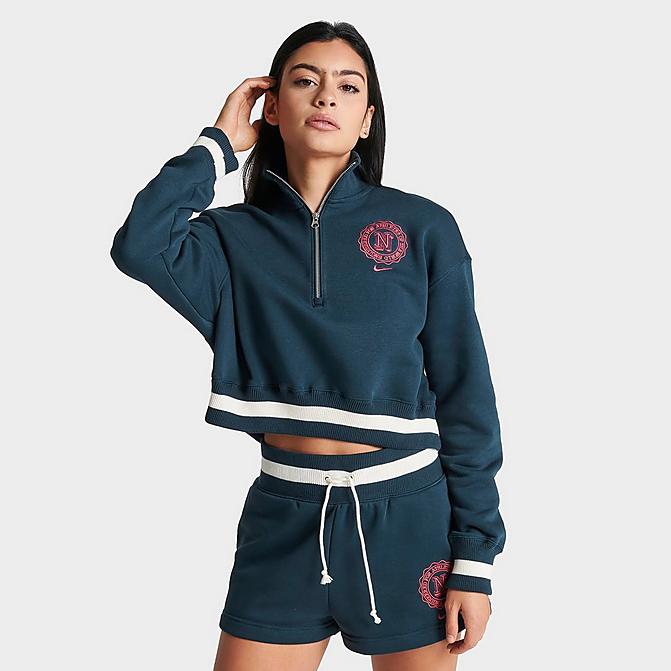 WOMEN'S NIKE SPORTSWEAR PHOENIX FLEECE OVERSIZED HALF-ZIP CROPPED SWEATSHIRT