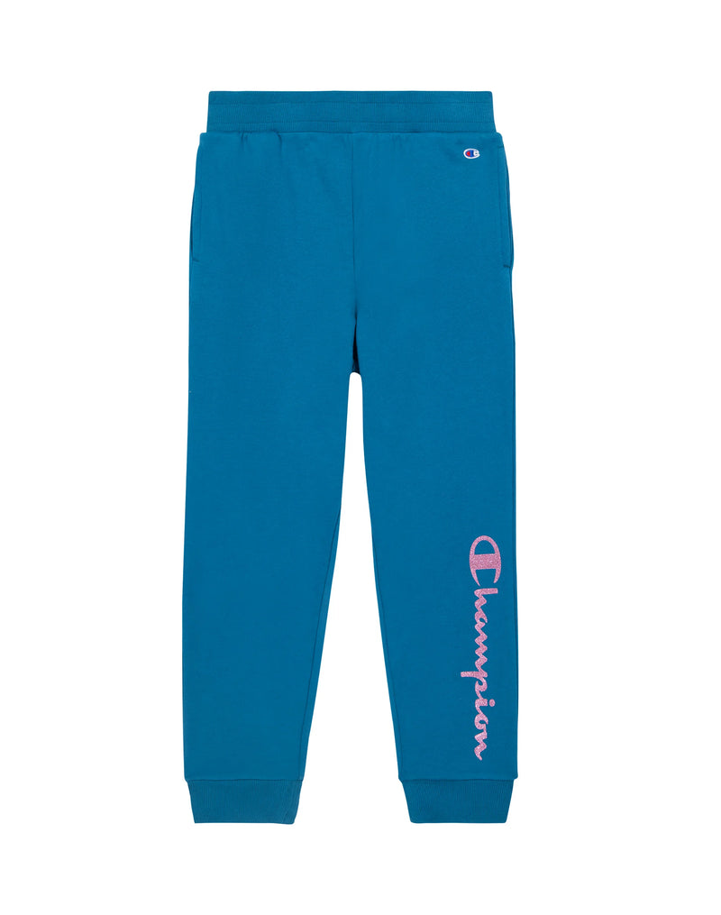 Big Girls’ Powerblend Joggers, Glitter Script Logo, 24.5"