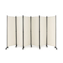 6 Panel 5.7 Feet Tall Rolling Room Divider on Wheels