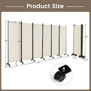 6 Panel 5.7 Feet Tall Rolling Room Divider on Wheels