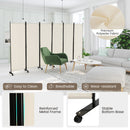6 Panel 5.7 Feet Tall Rolling Room Divider on Wheels