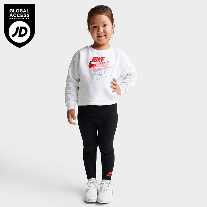 GIRLS' TODDLER NIKE GLOW TIME CREWNECK SWEATSHIRT AND LEGGINGS SET