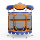 64" Kids Trampoline with Detachable Canopy and Safety Enclosure Net
