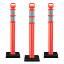3 Pack Traffic Delineator Post with Rubber Base Reflective Strips and Handle