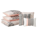 Home Essence Spring 7-Piece Coral Down Alternative Bedding with Floral Medallion Print Queen Comforter Set