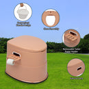 Camping Toilet with Detachable Inner Bucket Toilet Paper Holder Brown