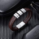 AILIN Custom Beaded Braided Bracelets For Men Lether Stainless Steel Black Brown Color
