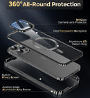 [Camera Invisible Stand & Slide Pop-up Lock] Magnetic Privacy Case for iPhone 15 Pro Max [Compatible with MagSafe] [Full Lens Protection+Invisible Kickstand] Full Body Metal Bumper Cover-Black