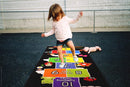 Mambu Essentials Hopscotch Rug - Kids Rug - Playroom rug for kids room, Daycare, Nursery - Cute Indoor or Outdoor Play Carpet for Children - Fun, Educational Games for Boys & Girls (Black)