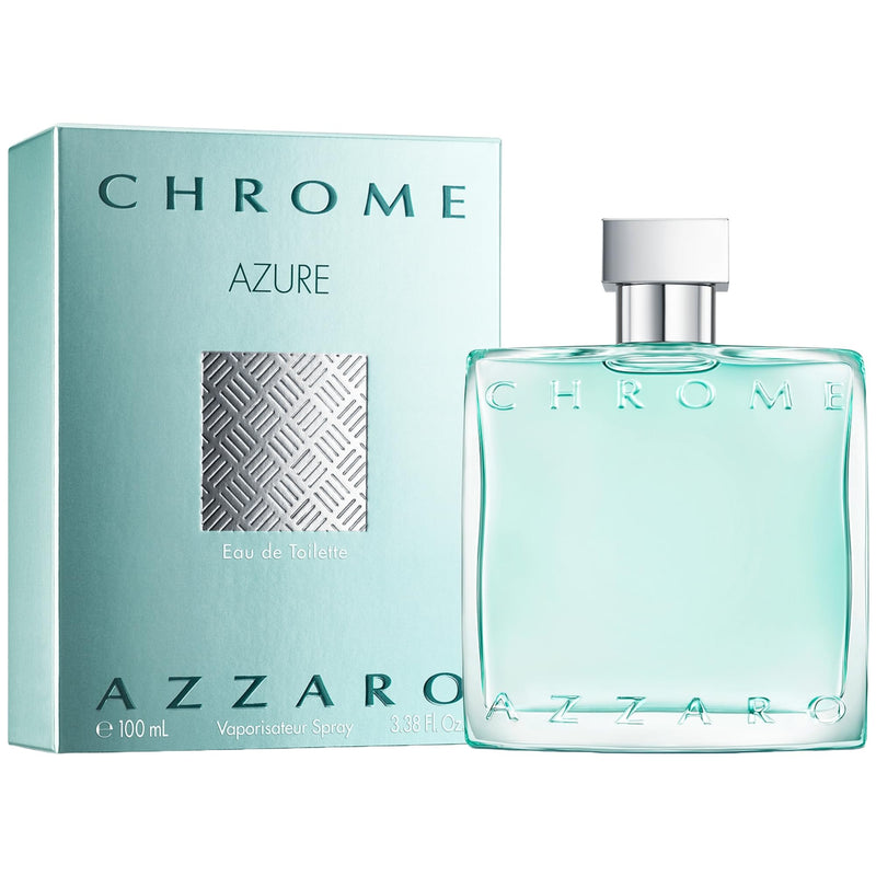 Azzaro Chrome Azure Eau de Toilette – Aquatic & Fresh Mens Cologne for Summer – Woody & Earthy Fragrance – Lasting Wear – Scent Notes of Bergamot, Lavender, Marine Notes - Perfumes for Men, 3.3 Fl Oz