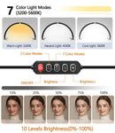 Half Moon Light for Nail Desk with Phone Holder, 29In 40W Nail Tech Light, Nail Table Lamp with Wire Controller & Remote, 7 Color Modes, 10 Brightness for Beauty/Eyelashes/Tattoos/Crafts