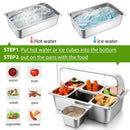 Ziliny Countertop Food Serving Display Container and Clear Roll Top Cover Stainless Steel Food Serving Tray Buffet (6 Pan)