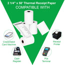 Thermal Paper Rolls 2.25 x 50 ft, 5 Rolls Credit Card Receipt Paper 2 1/4 x 50, Premium Thermal Receipt Paper Fits All 58mm Mini POS Thermal Printer (2 1/4" x 50' Thermal Paper Rolls)