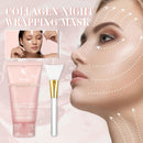 Collagen Overnight Wrapping Peel Off Facial Mask Pack, Collagen Night Wrapping Mask, Hydrates and Tightens Skin, Reduces Sagging, Elasticity & Hydration Care, 2.54 fl.oz (Brush Included)